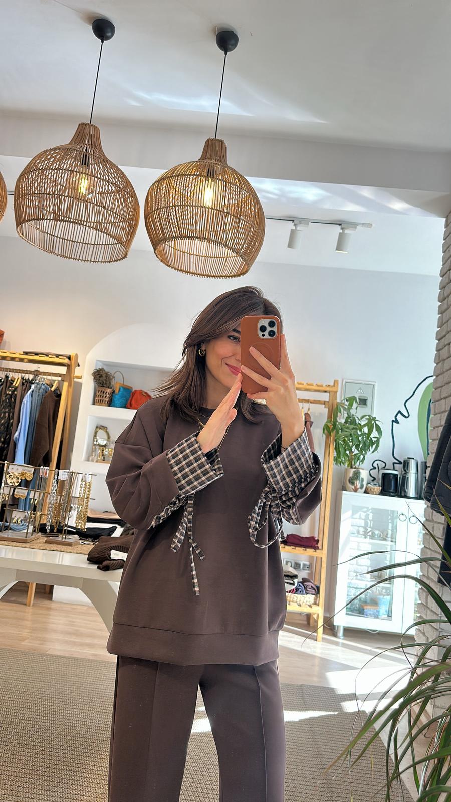 Ekose Detaylı Modal Eşofman Takımı