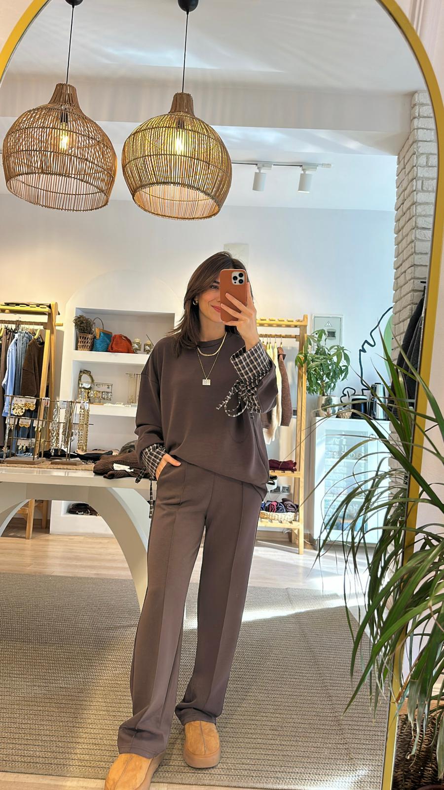 Ekose Detaylı Modal Eşofman Takımı