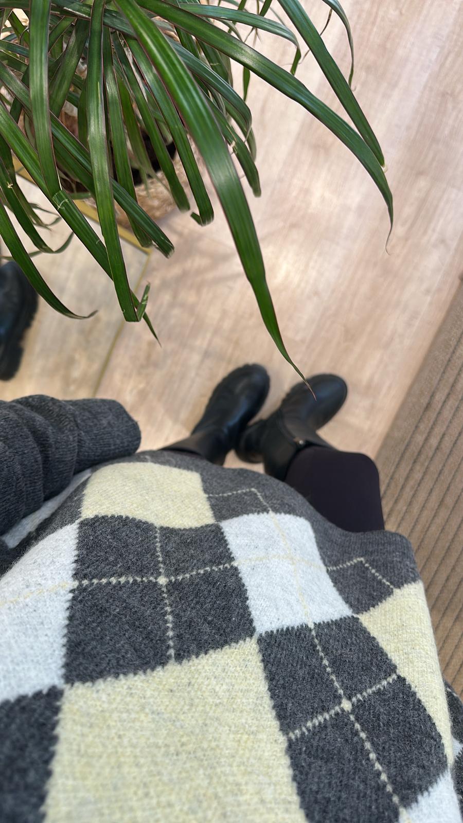 Baklava Desenli Oversize Kazak