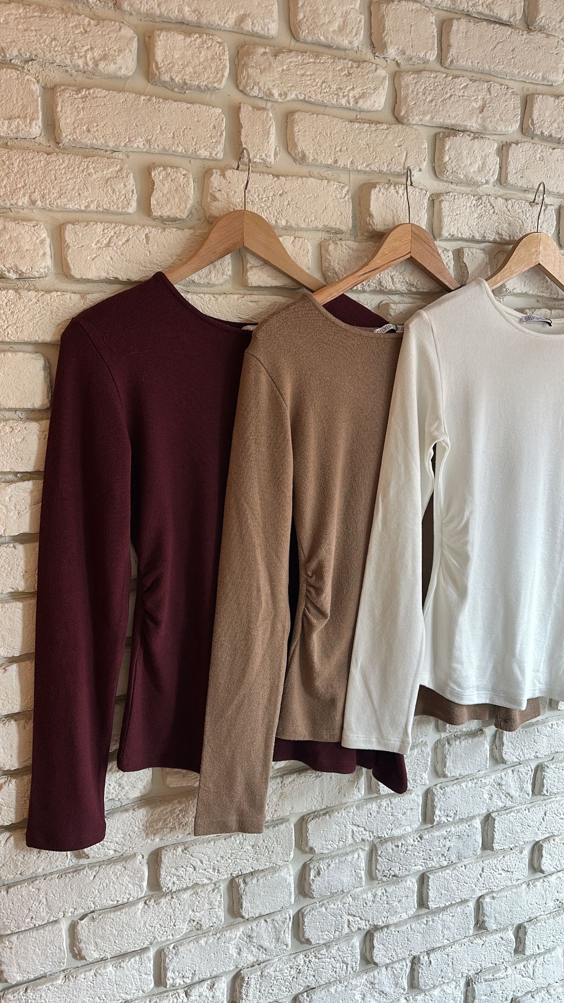 Uzun Kollu Büzgülü Bluz