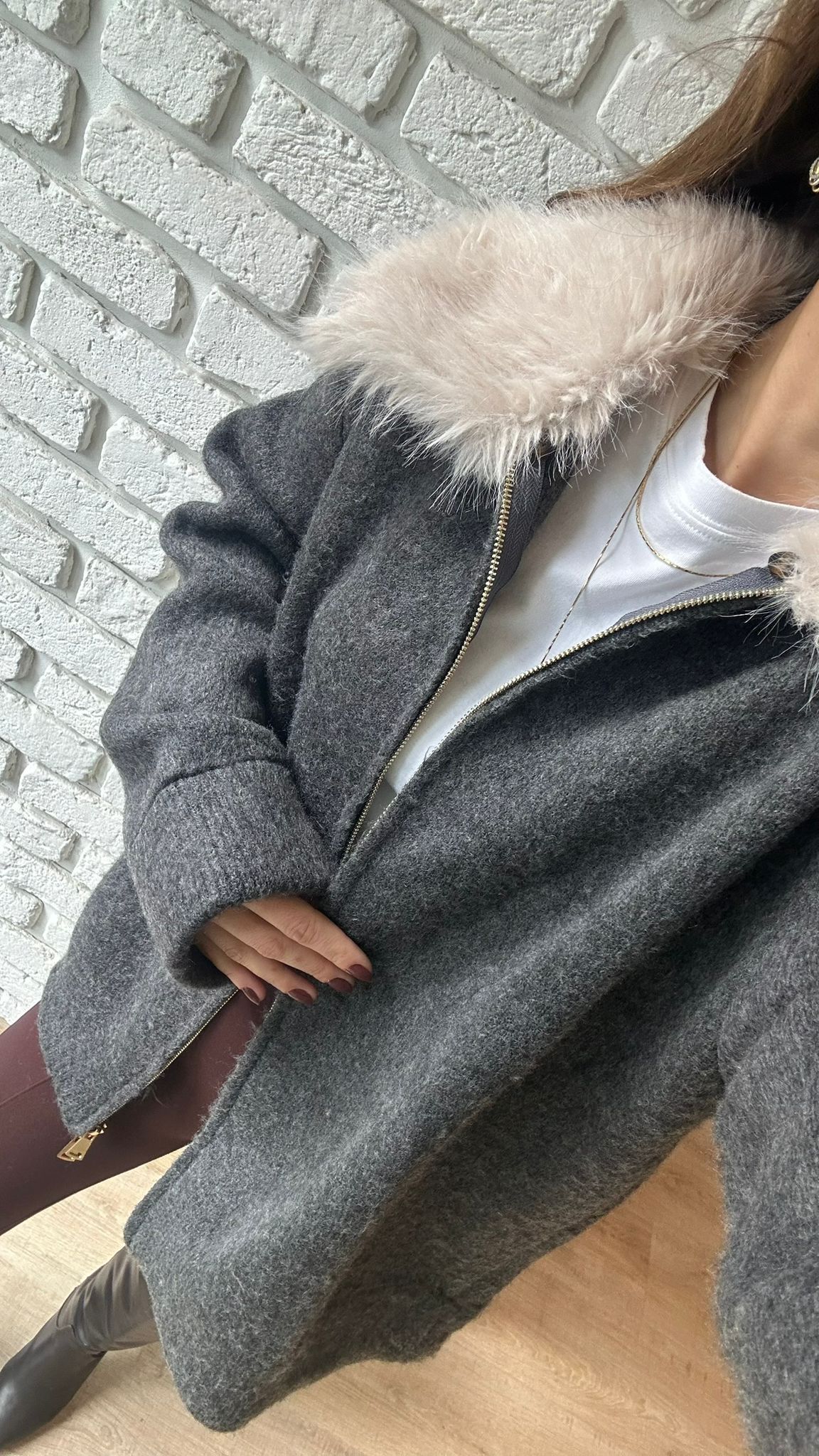 Kürk Yakalı Şardonlu Hırka