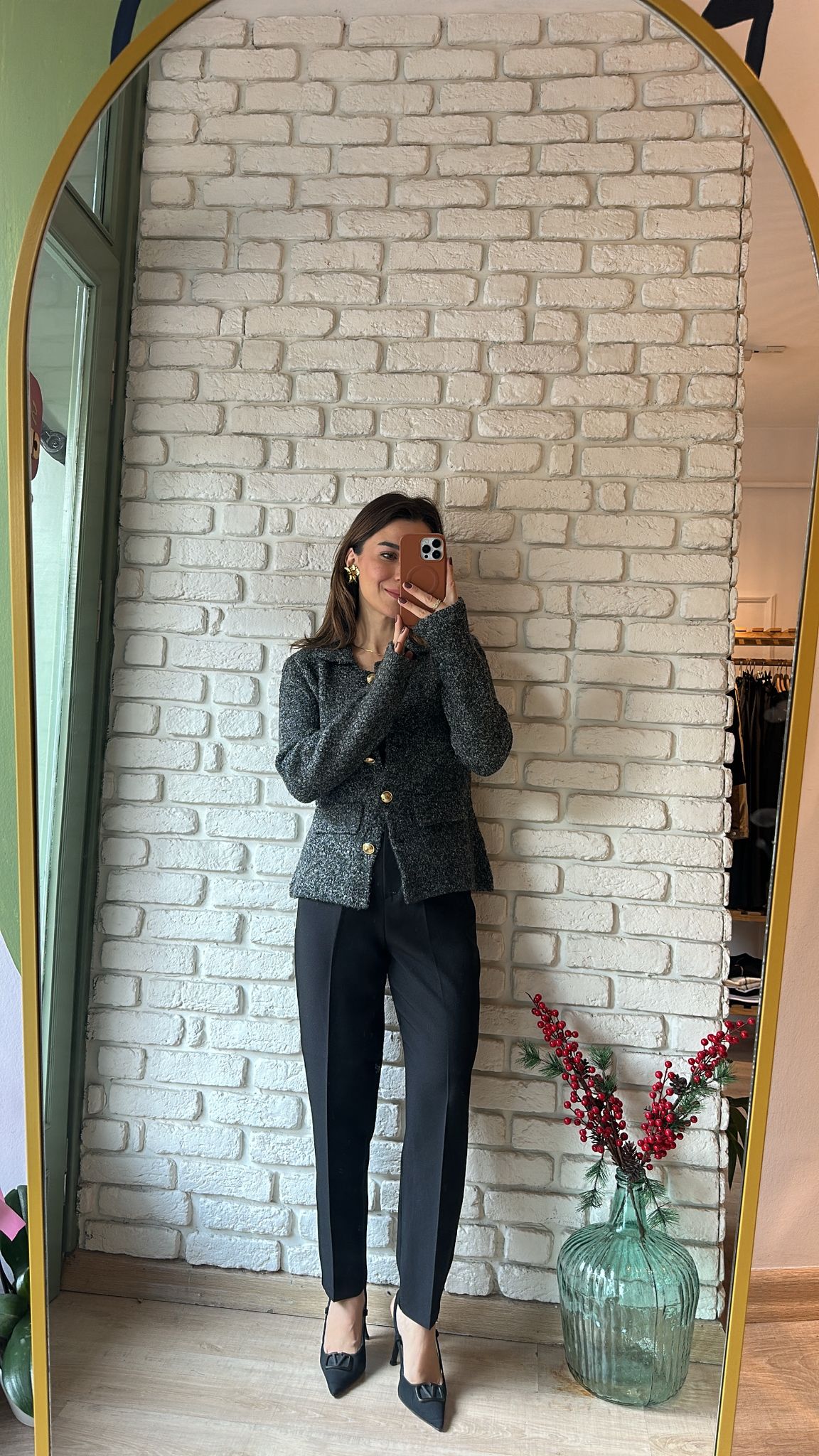 Polo Yaka Cep Detaylı Triko Hırka