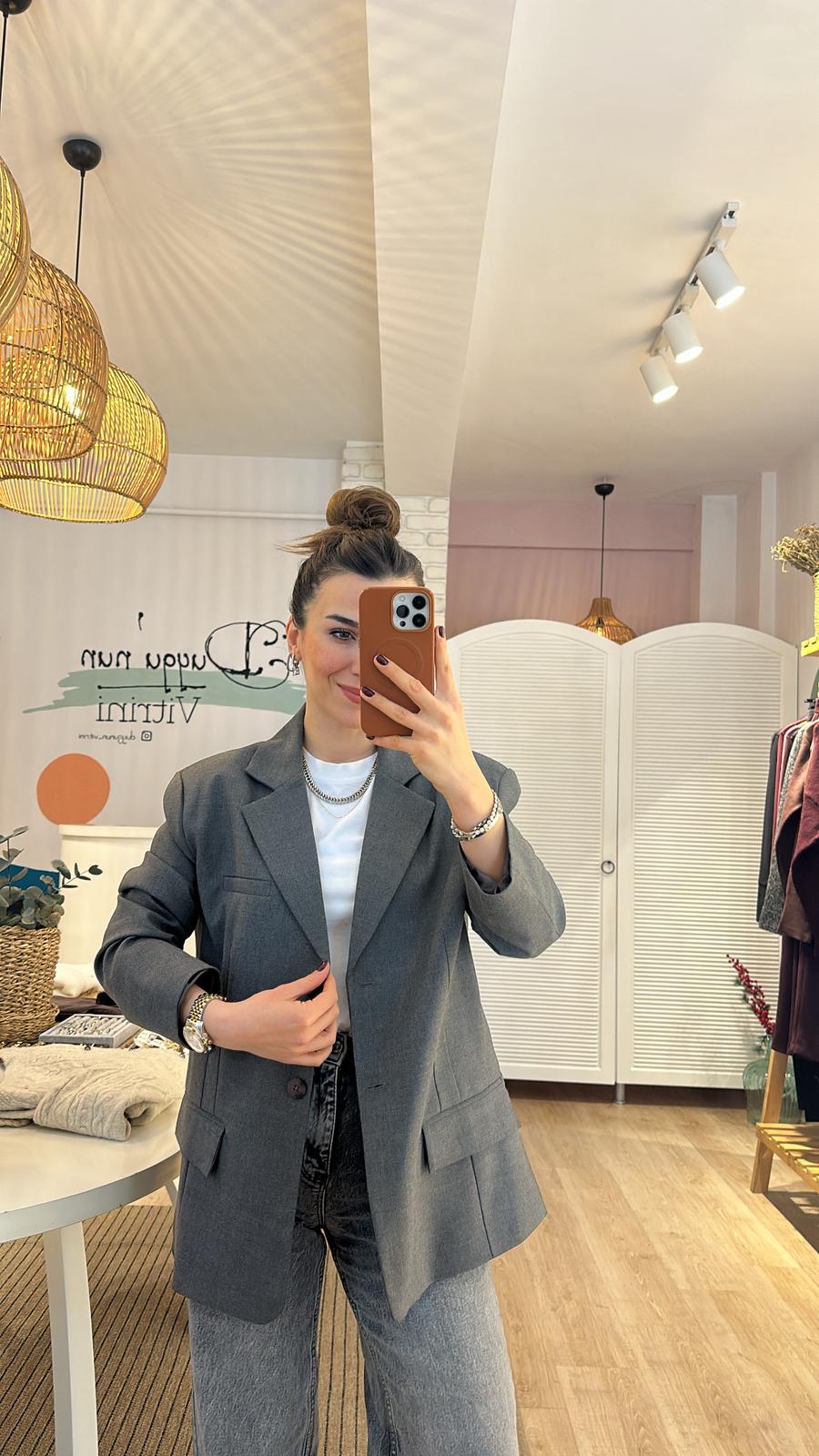 Oversize Kalıp Poliviskon Ceket