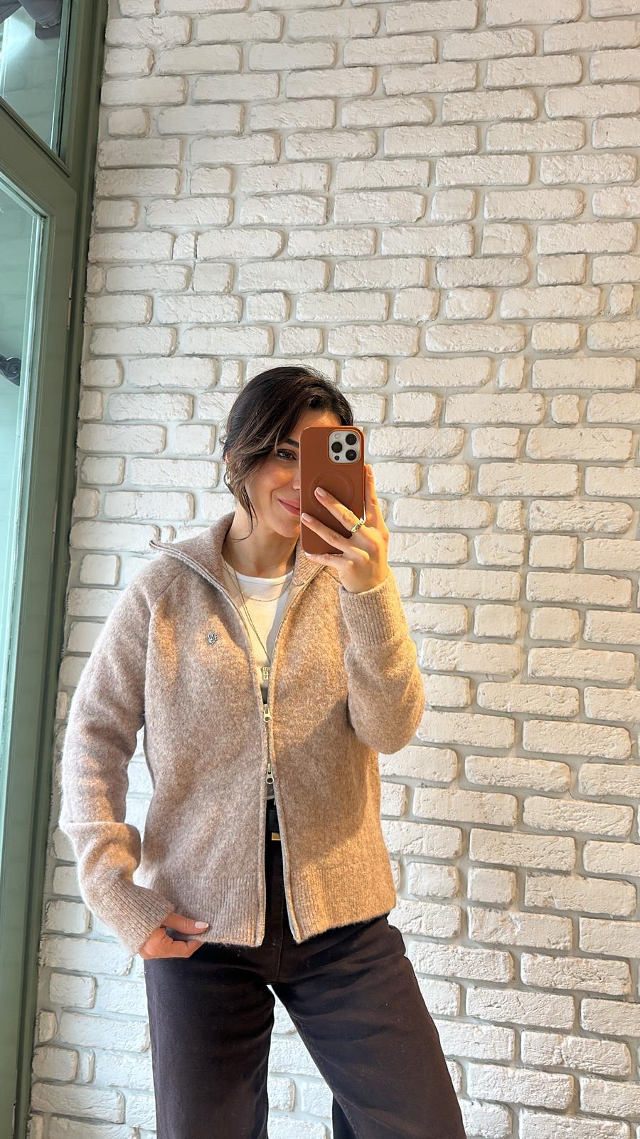 Fermuarlı Triko Hırka