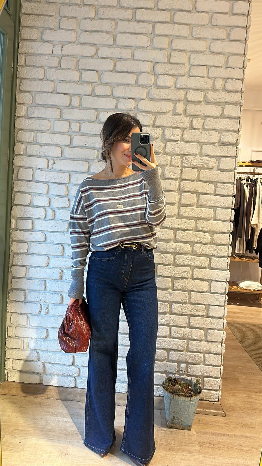 Yüksek Bel Palazzo Kalıp Jean