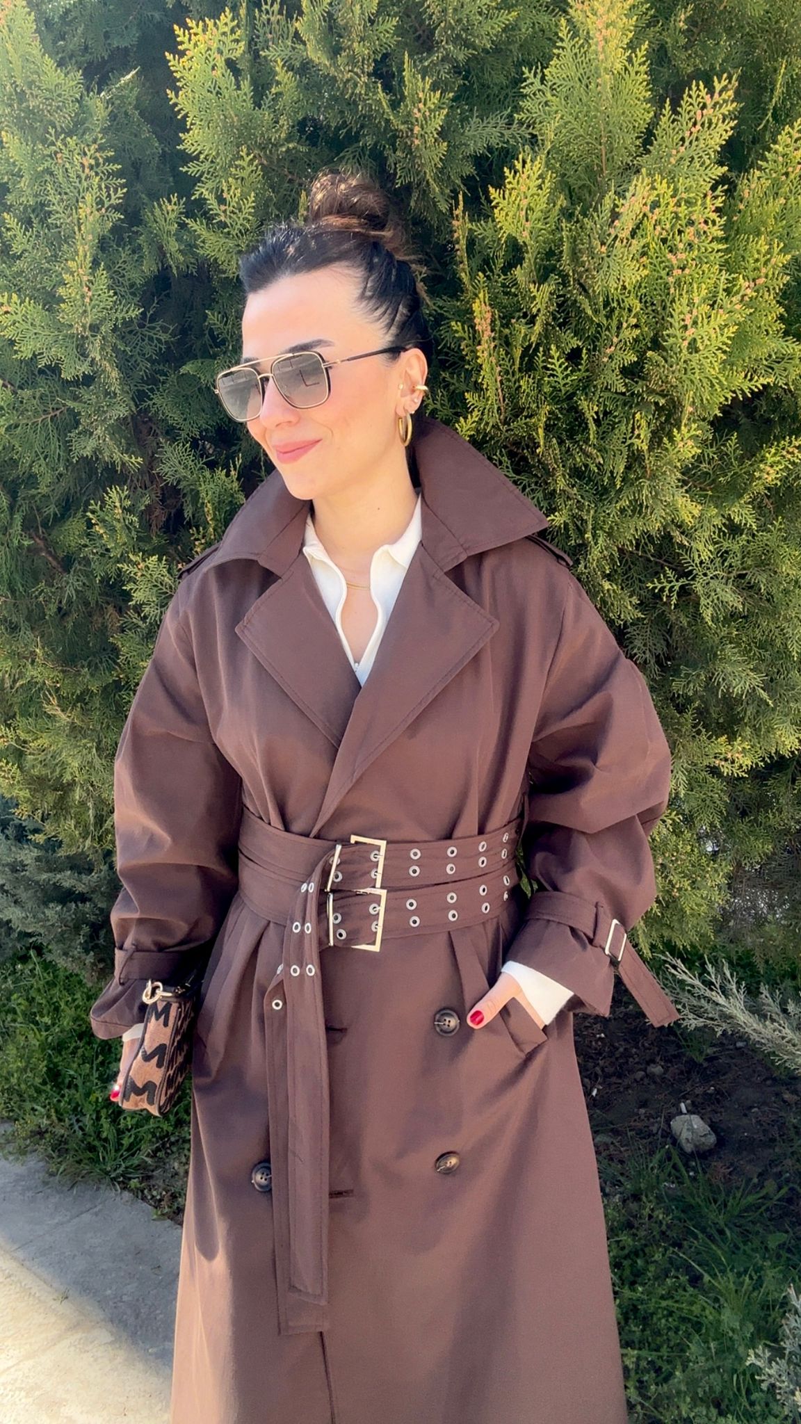 Uzun Çift Kemerli Trenç