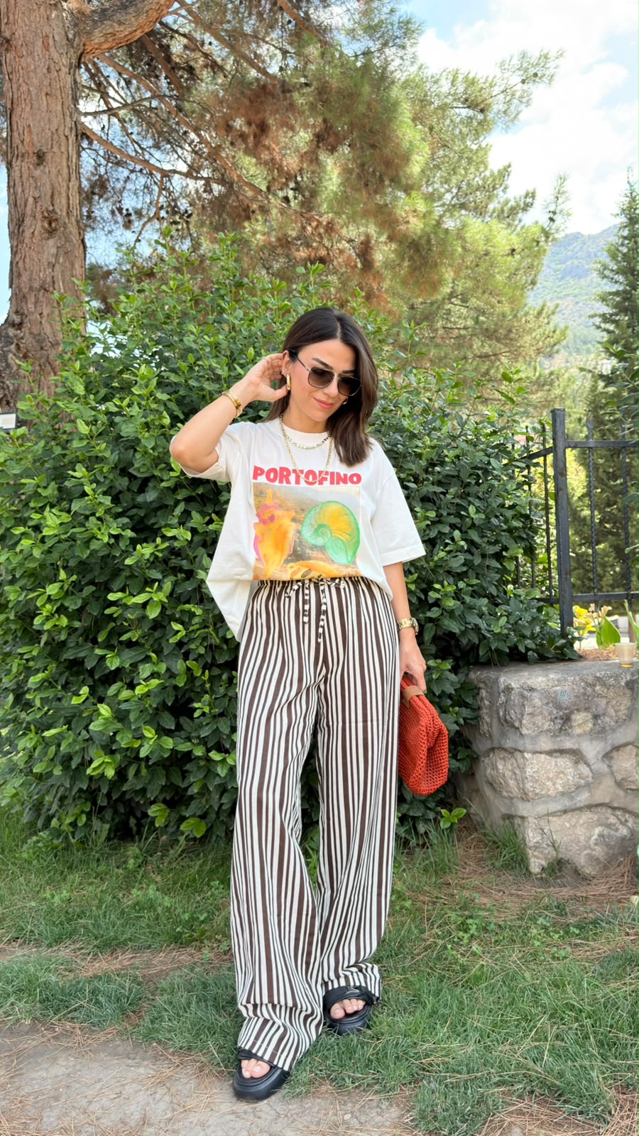 Çizgili Keten Pantolon