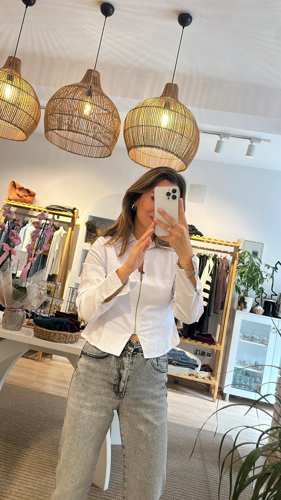 Fermuarli Crop Gömlek